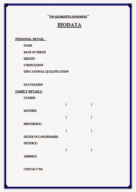 b e resume format free download