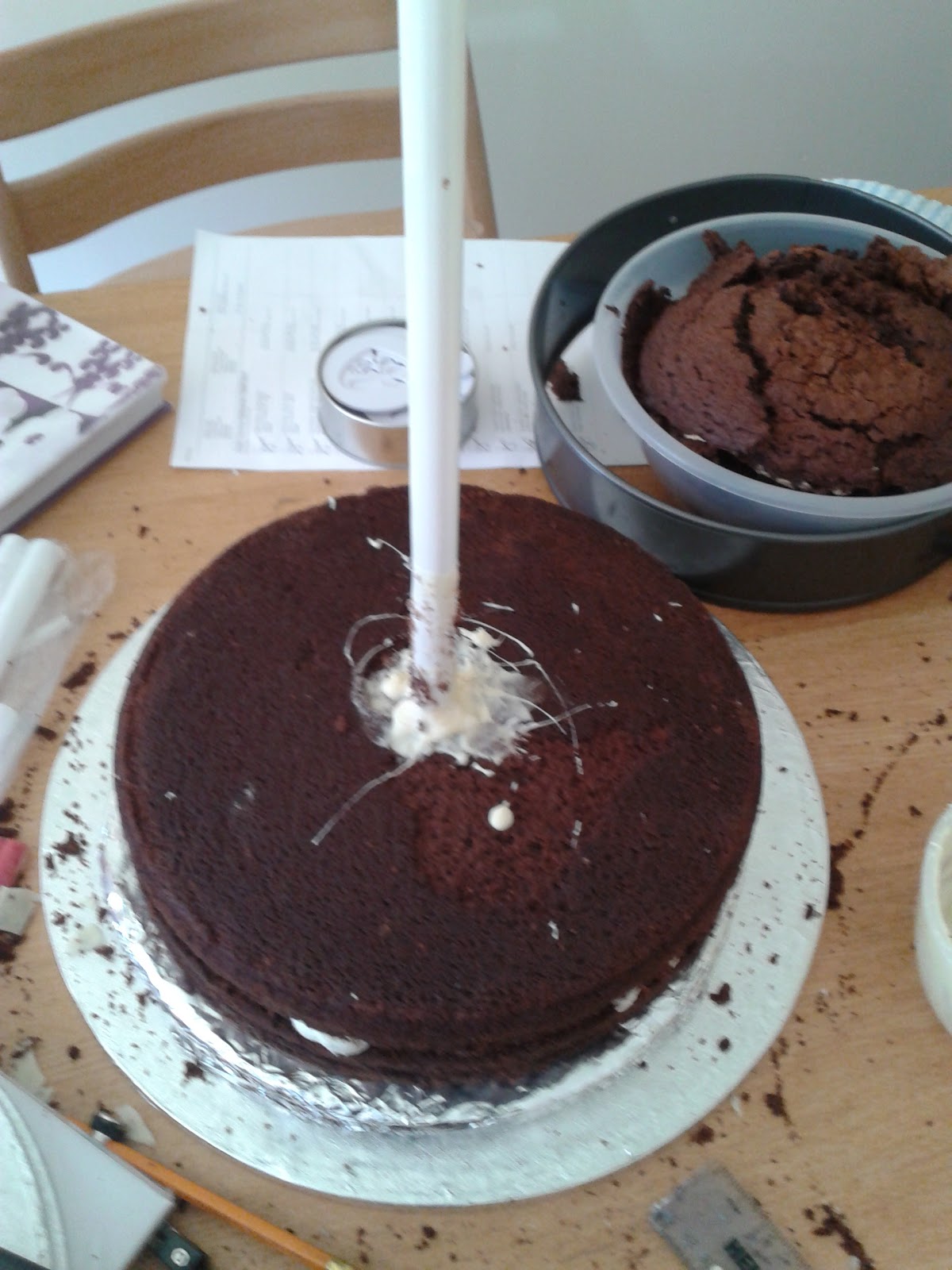 Foodie Bakes How to stack a cake with a central dowel