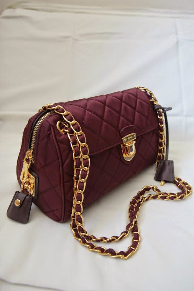 prada purse fake - Prada Tessuto Impuntu Quilted Flap Bag with Chain