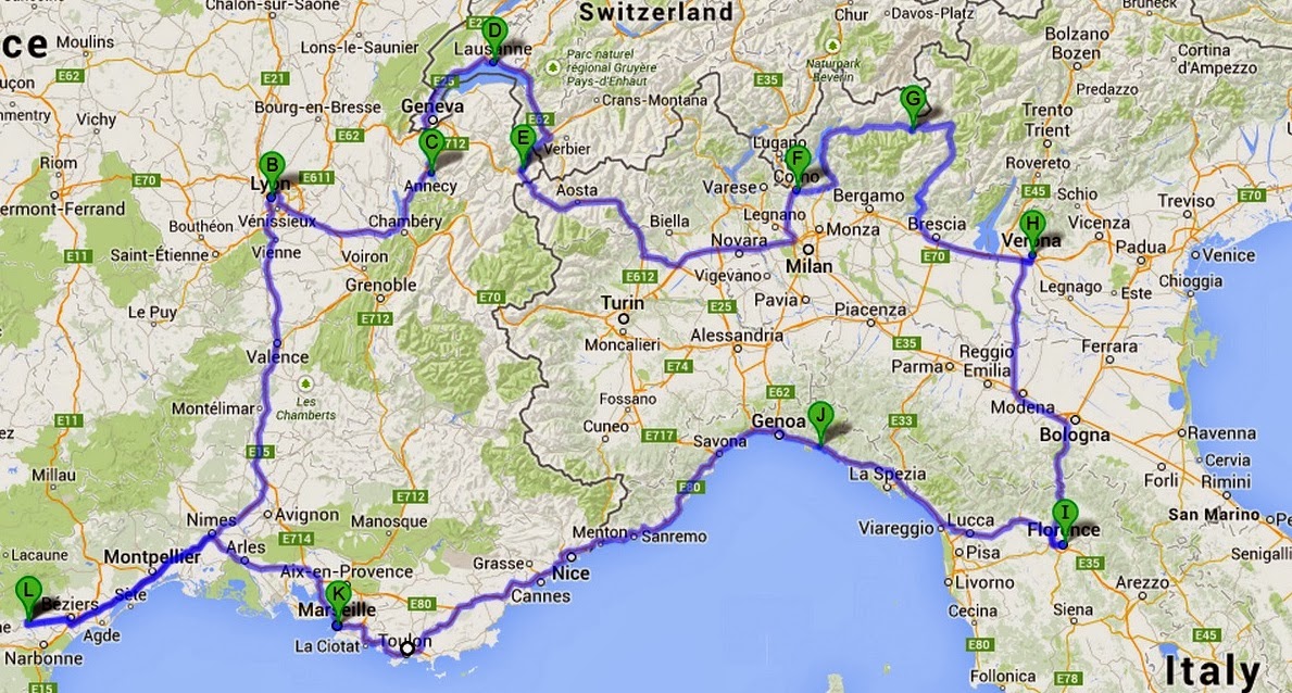 Map Of France Switzerland And Italy Bize Bytes: Cousins And Italy/France Road Trip