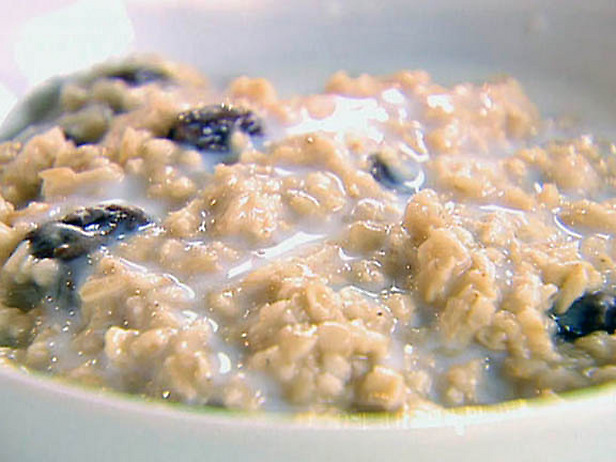 cooked oatmeal with dried fruits