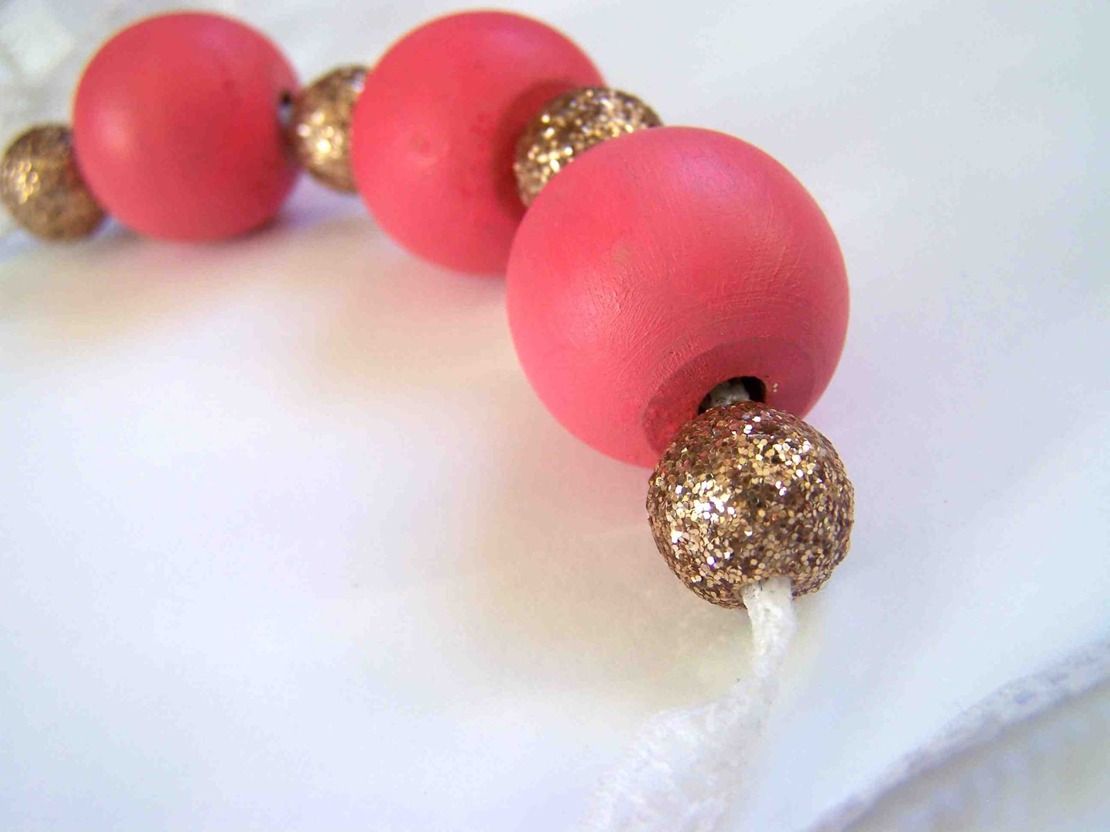 Made by Me. Shared with you. Painted Wood Bead and Glitter Necklace