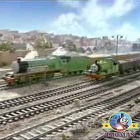 Thomas and friends Percy the tank engine was left alone hurry hurry he would call to Henry and James