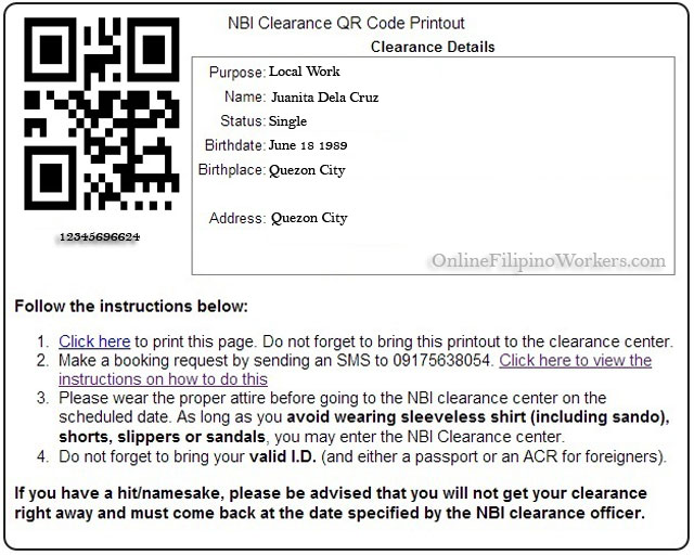 Print the QR Code then bring it in NBI eClearance