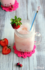 Check out how to make this whimsical Strawberry Rose Milk Tea with Rainbow Boba!  It's refreshing and delicious.  You'll be surprised how easy it is to prepare.   http://uTry.it