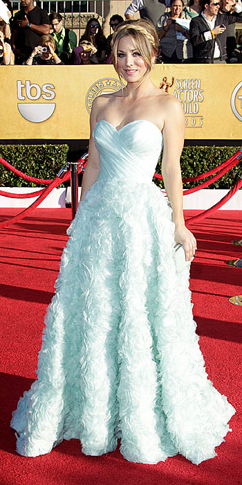 Kaley Cuoco in Romona Keveza Okay this dress is quite beautiful and it's a