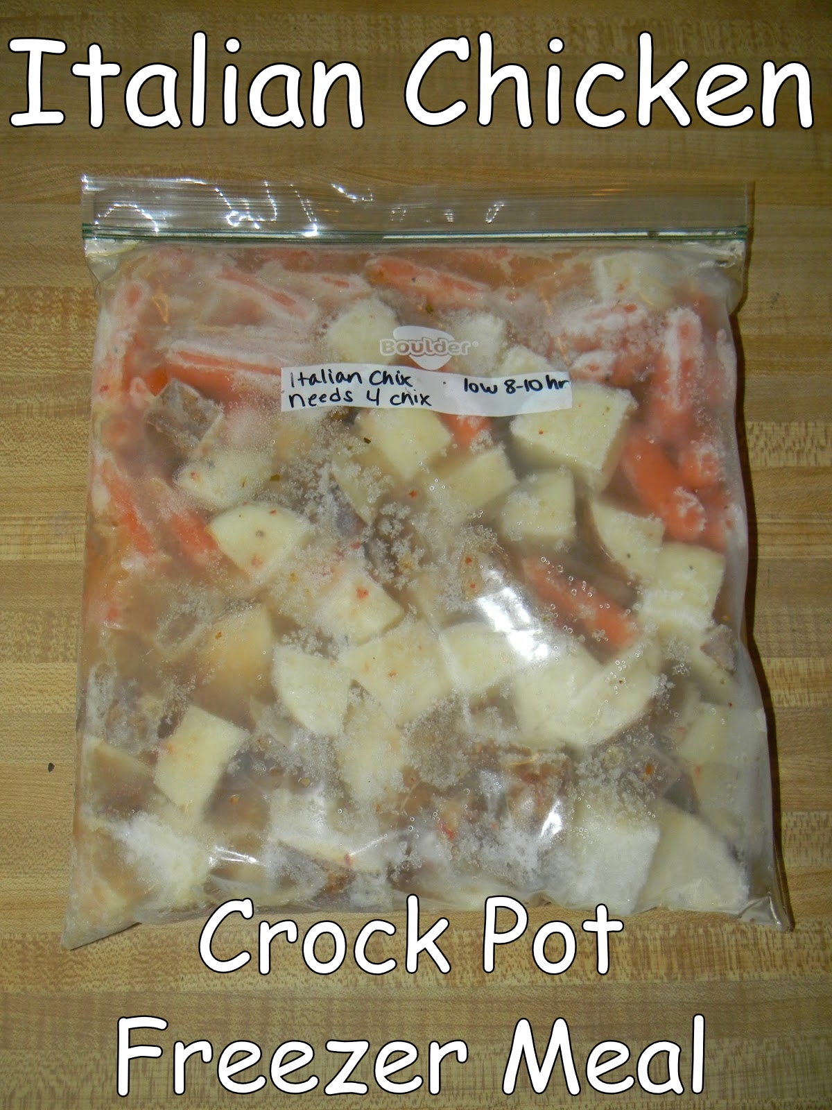 Growing to Four Crock Pot Italian Chicken Freezer Meal