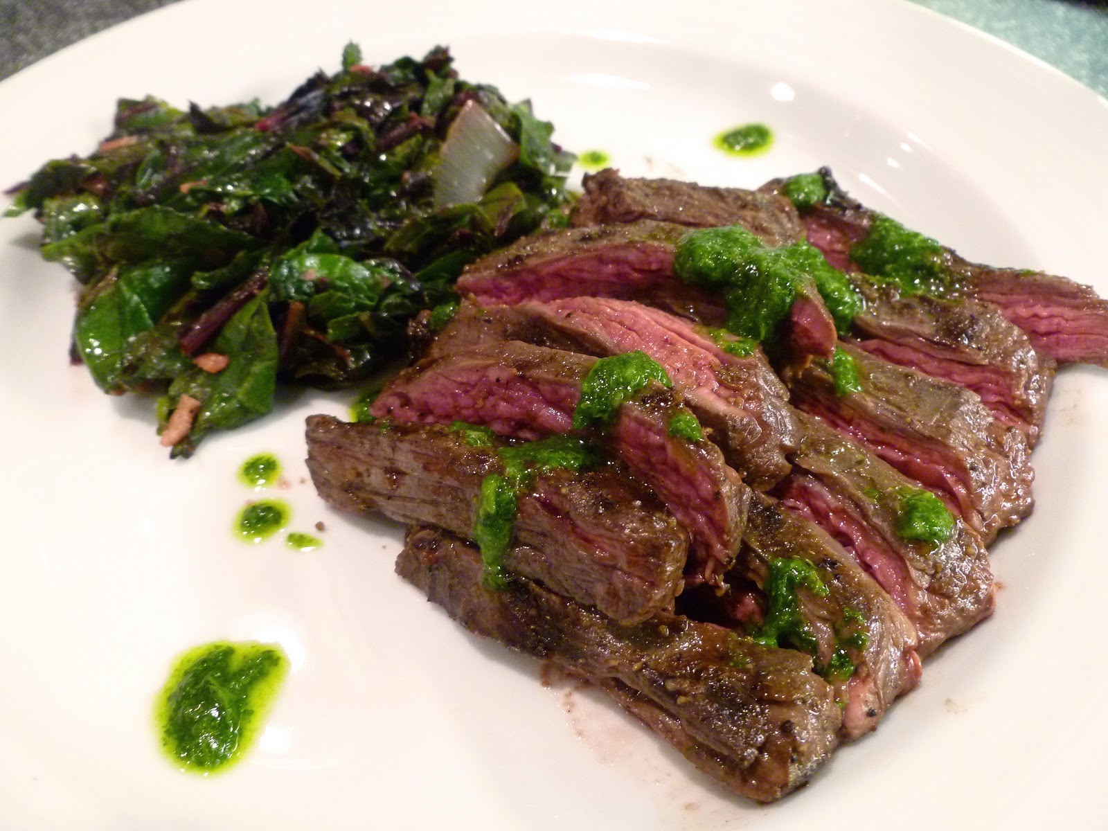 100 Mile Radius Beet and Apple Soup, Skirt Steak with Cilantro Garlic