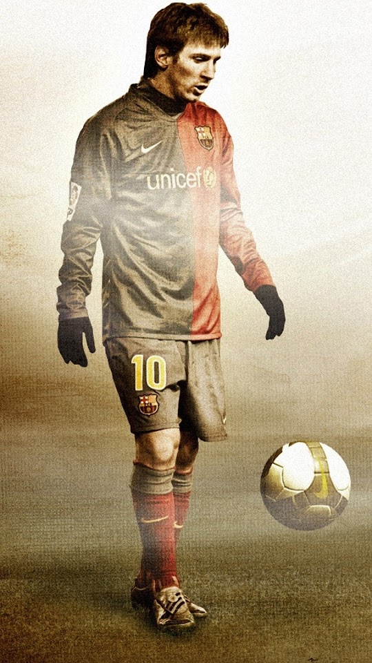 Lionel Messi FC Barcelona Grunge Texture Android Wallpaper