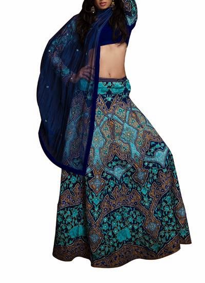 Opulent Navy and Tourquoise Lehenga | Indian Designers | Indian Designer Dress
