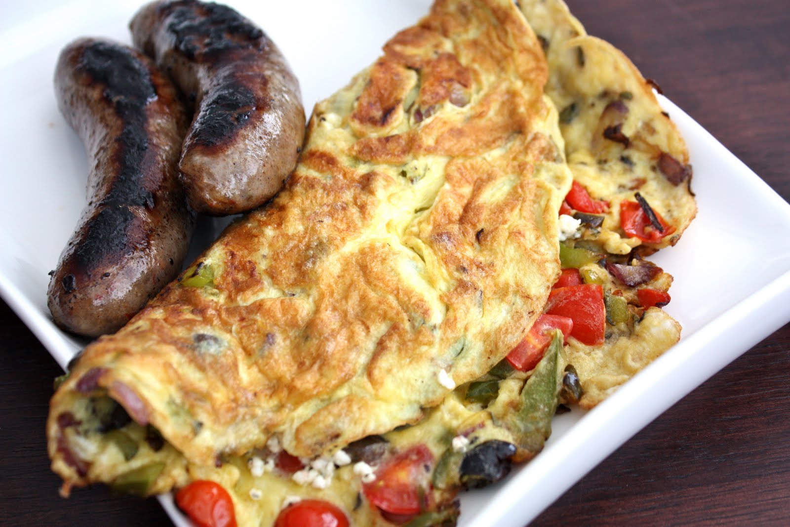 Have Her Over For Dinner Greek Omelet with Hot Pork Sausage
