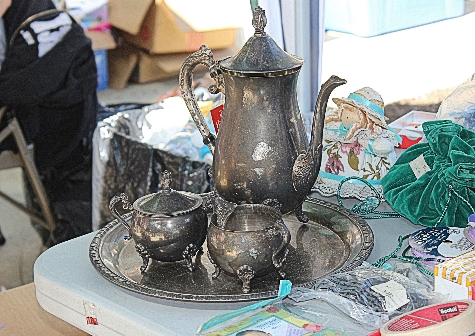Christian Images In My Treasure Box Tarnished Silver Tea Pot