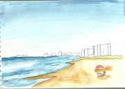 I'm still playing with my beach pictures and water colors. (scan )