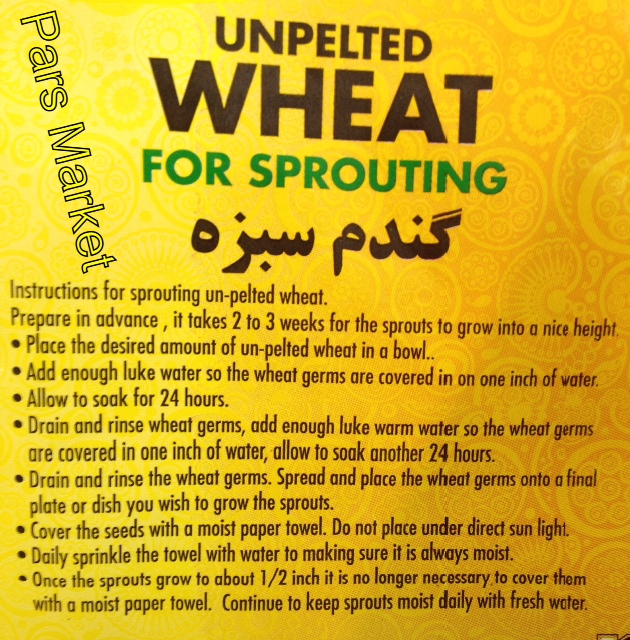 Instruction for Sprouting Un-Pelted Wheat at Pars Market 