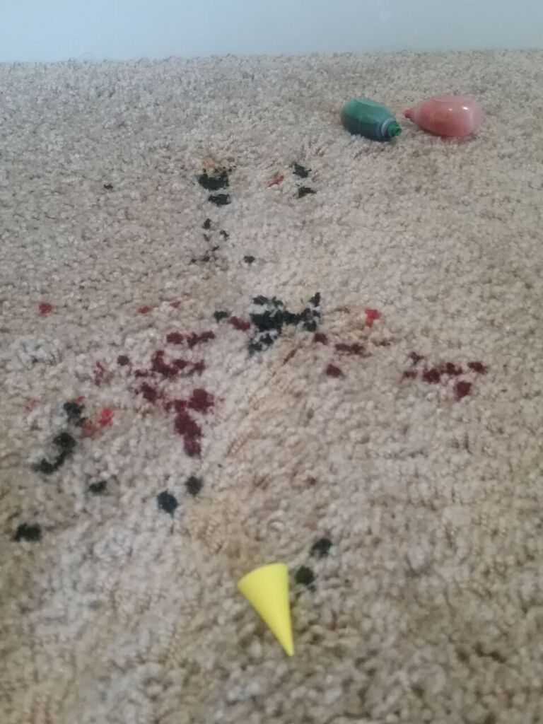 Food coloring and carpet