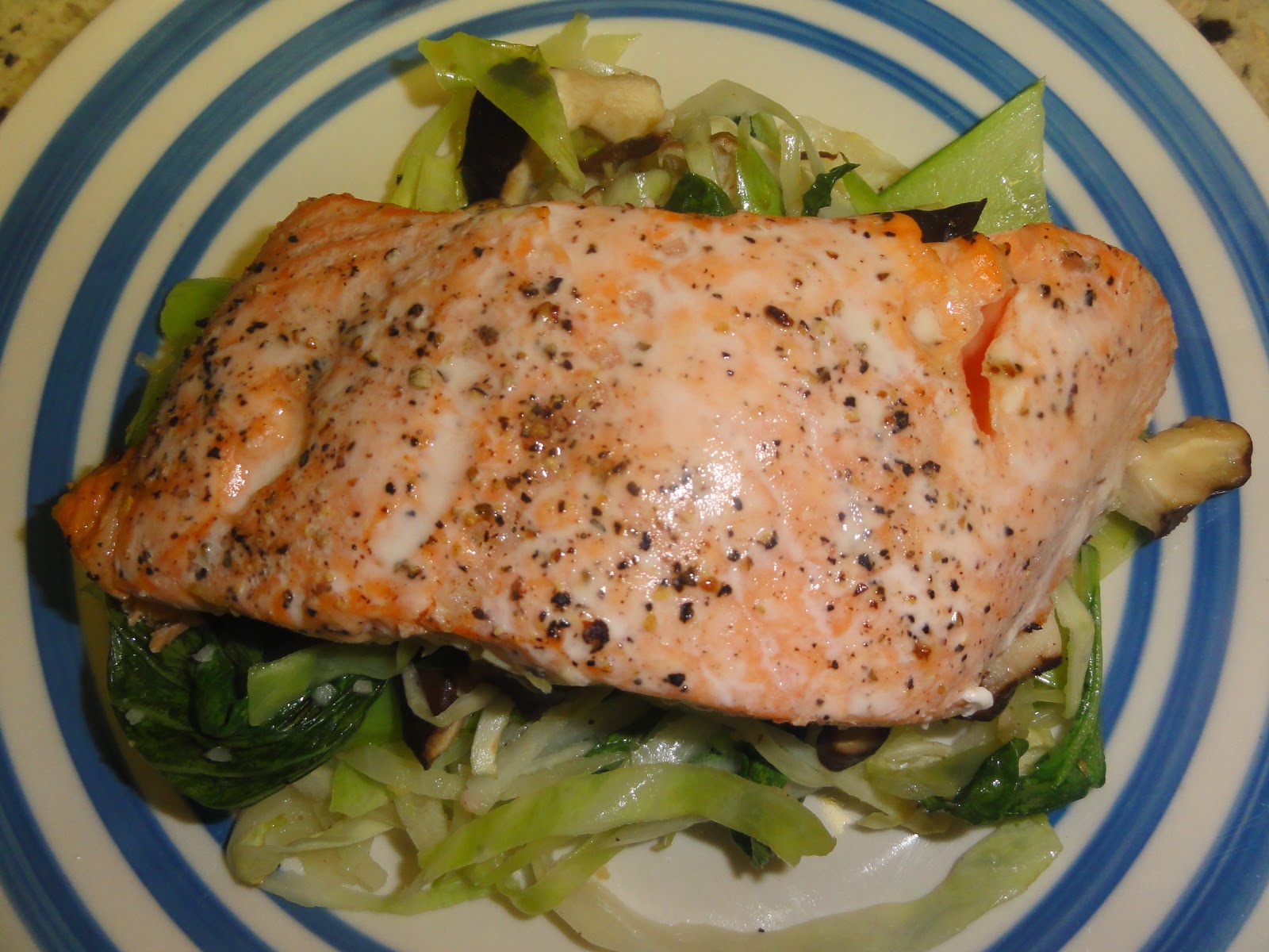 YourVicariousExperience Wasabi Salmon with Bok Choy, Green Cabbage
