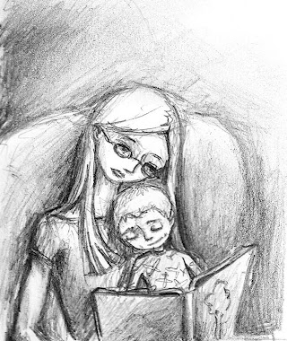 Mom Reading to Son