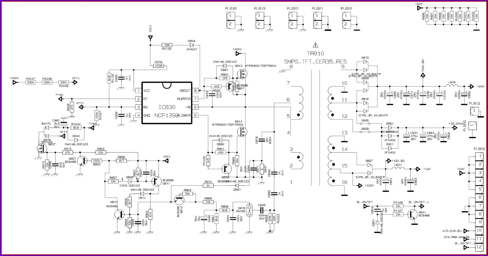 SHARP LC40SH340 Service mode troubleshooting Power supply circuit