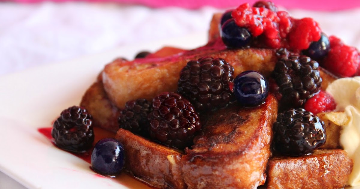 Lick The Spoon Cinnamon French Toast with Berries, Cream and Maple Syrup