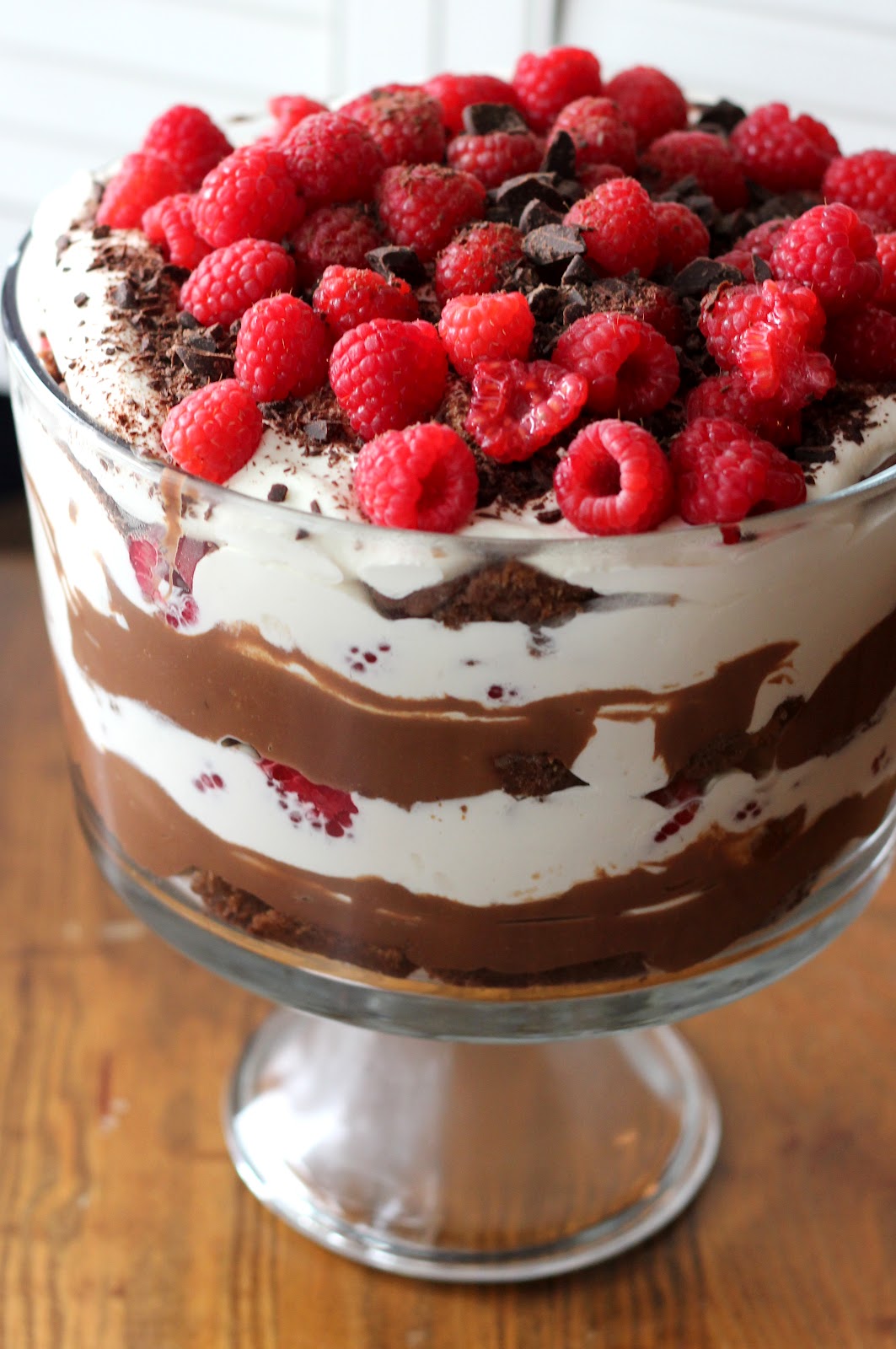 Triple Chocolate Trifle with Raspberries A Hint of Honey
