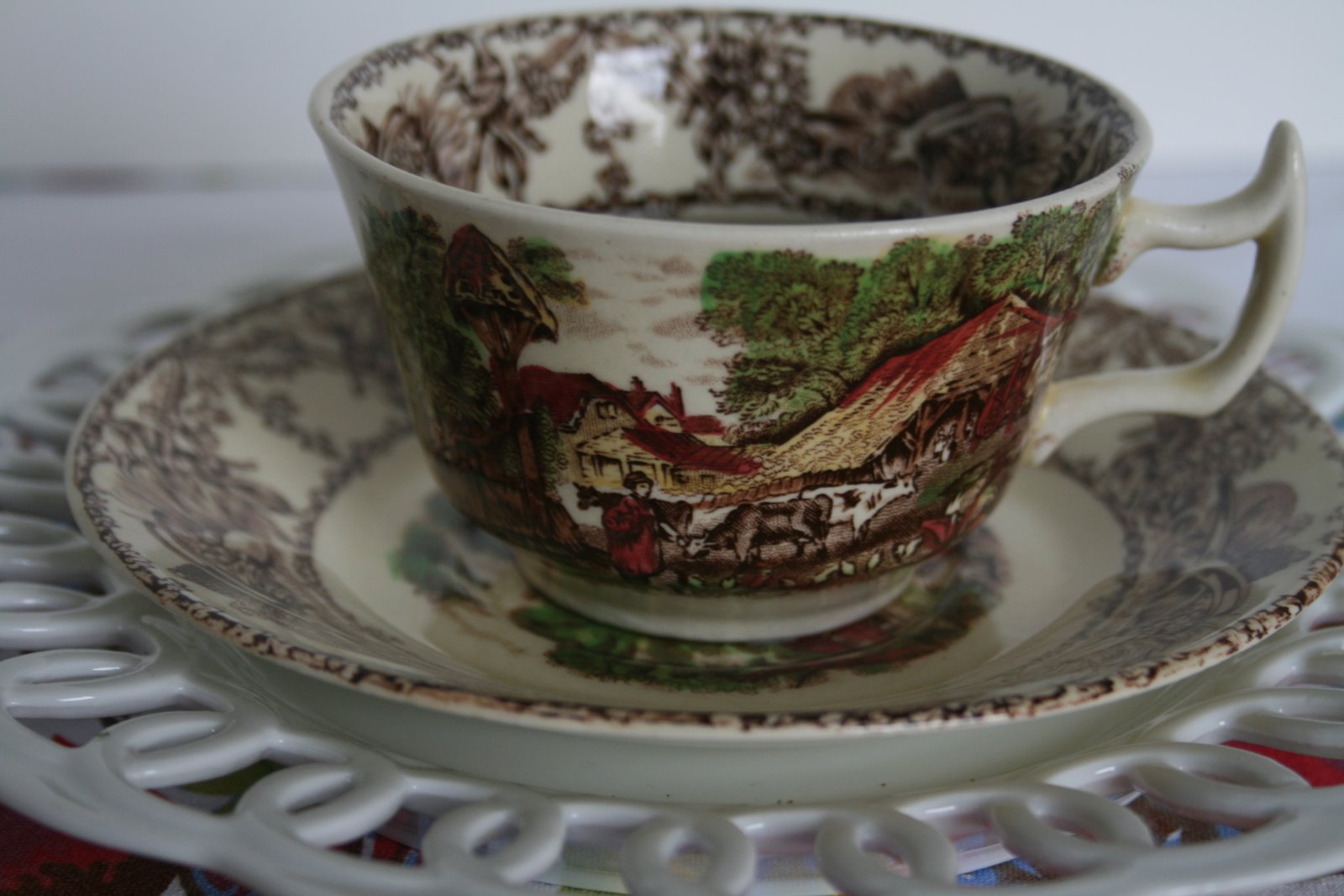 Delights of the Heart Transferware Teacups