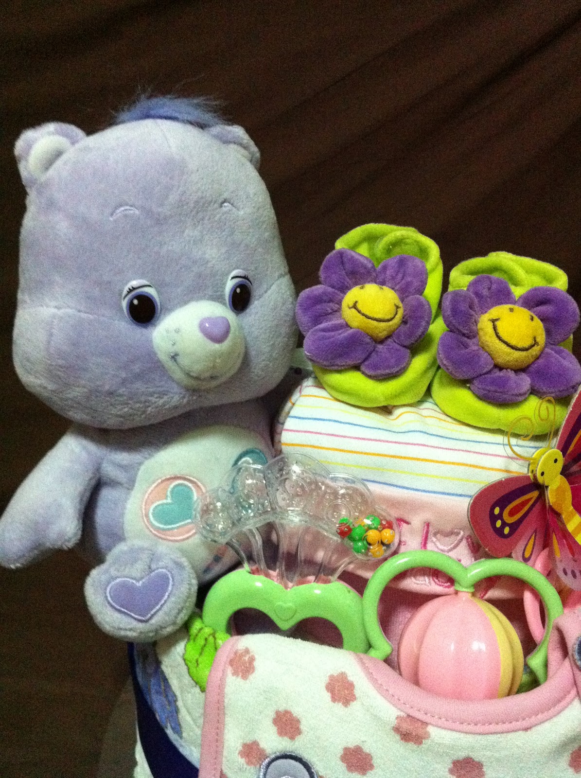 Nurie's Creations Diaper Cakes & Baby Gifts 2 tiers Care Bear Diaper