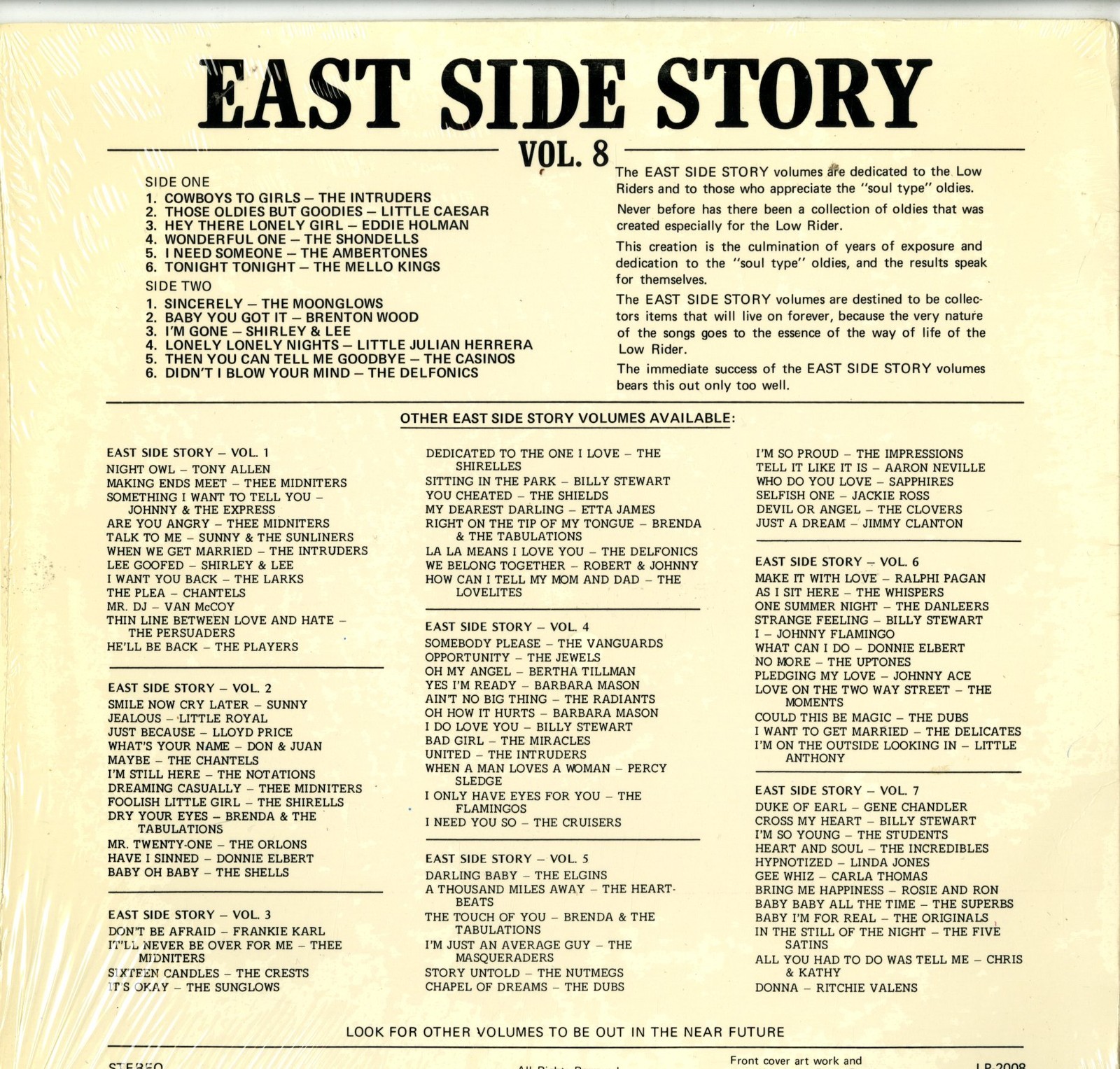 You Found That Eastside Sound EAST SIDE STORY VOLUMES 112