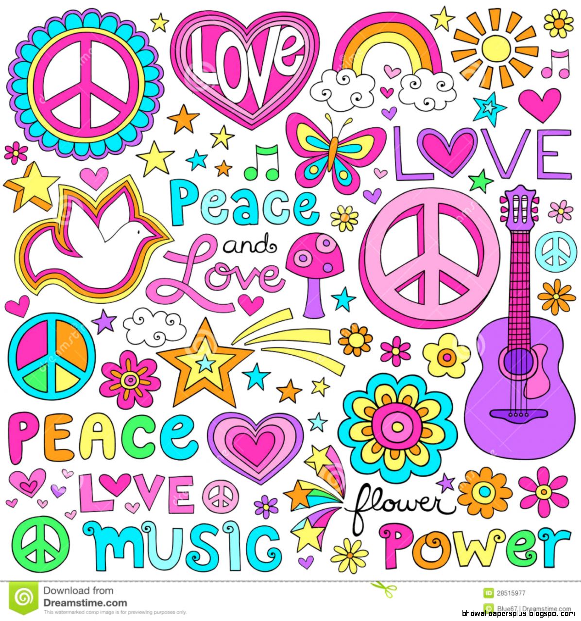 Flower Power Peace And Love Groovy Doodles Royalty Free Stock Flower Power Peace And Love Groovy Doodles Royalty Free Stock