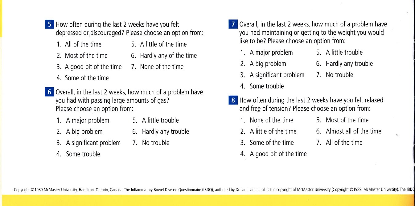 My Life Scanned Crohn's Disease (IBD) Questionnaire from Remicade