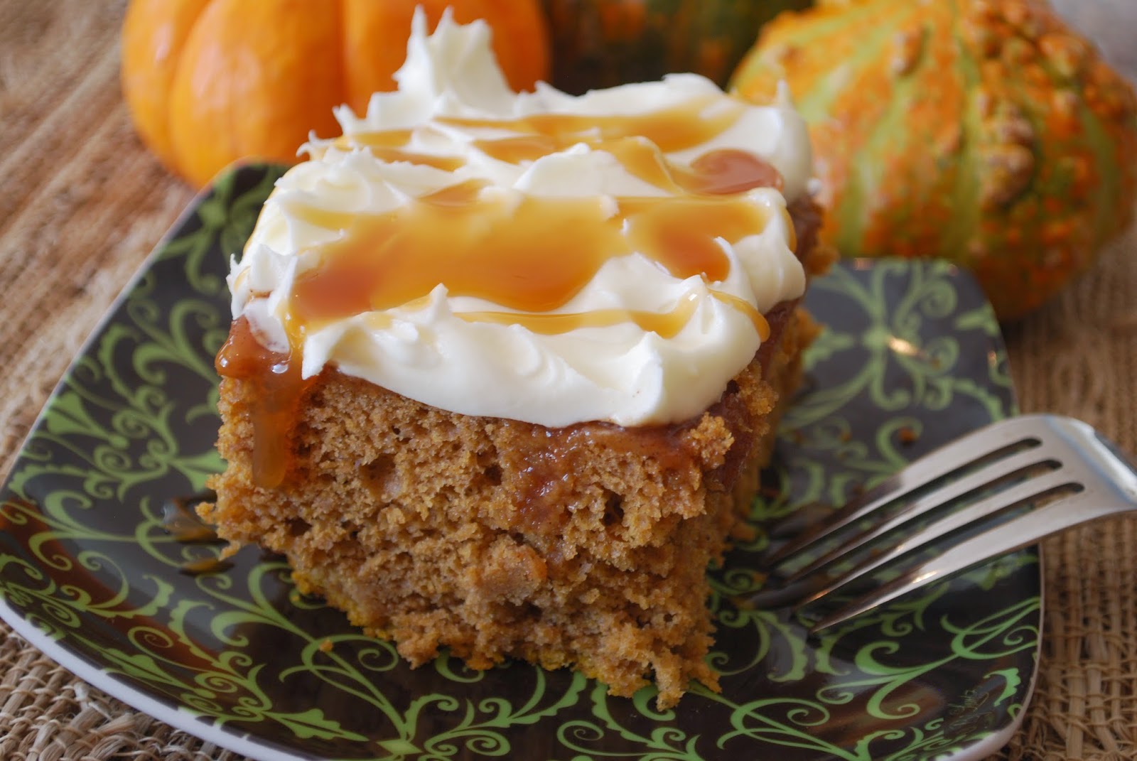 Gourmet Rooster Pumpkin Caramel Apple Poke Cake