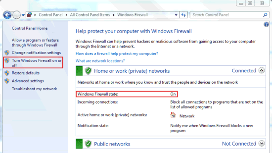 windows firewall control interface