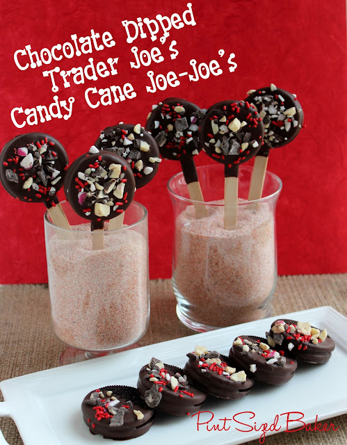 I think that these Chocolate Dipped Candy Cane Joe-Joe's are so easy to make but taste so yummy! I love the peppermint with the chocolate!