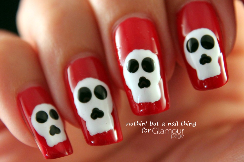 nuthin39; but a nail thing: Glamourpage.com: Skull Nail Art Tutorial