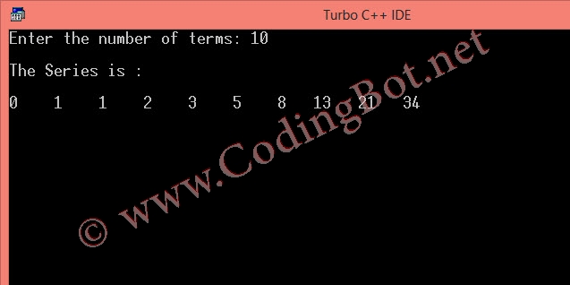 Program In C For Fibonacci Series Using Function Keys