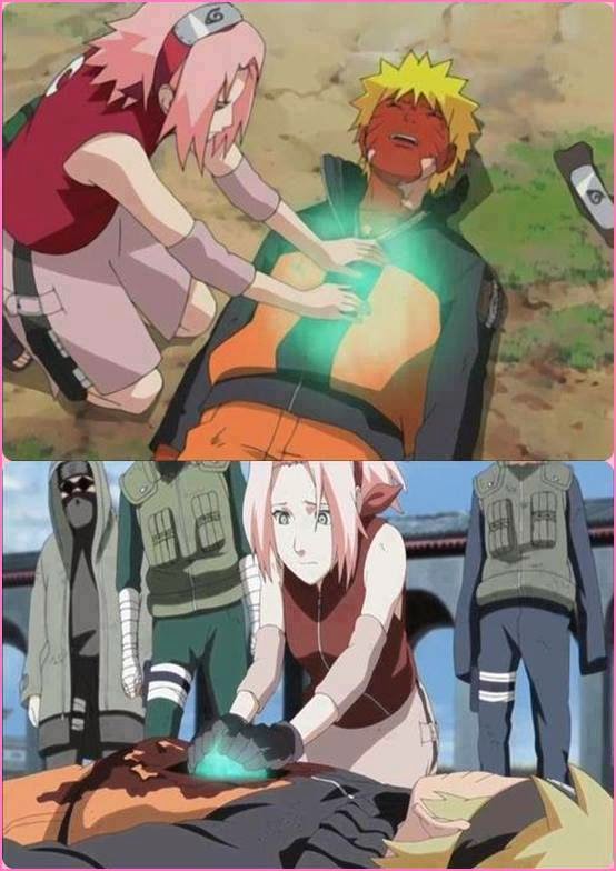 Sakura curando a Naruto
