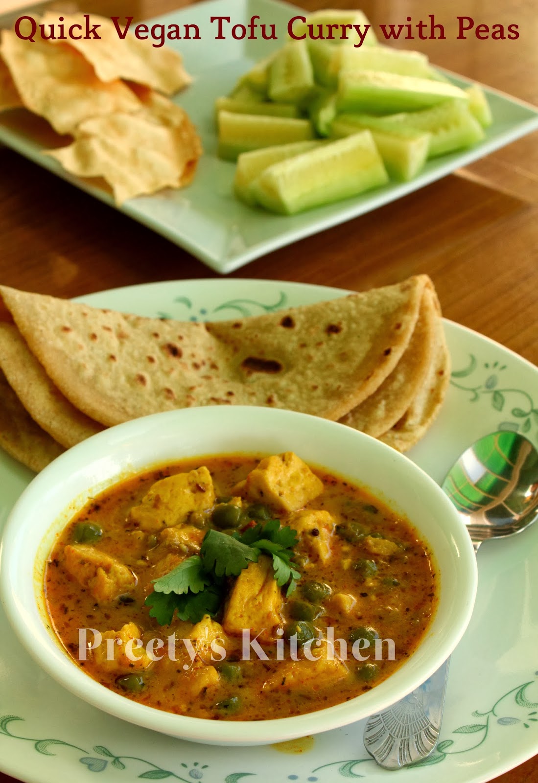 Preety's Kitchen Quick Tofu Curry with Peas / Matar Tofu Ki Sabzi