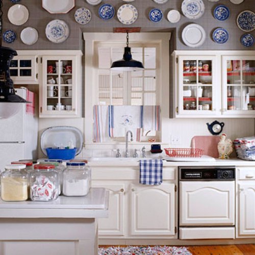 With an American flag hanging over the fireplace, the ...