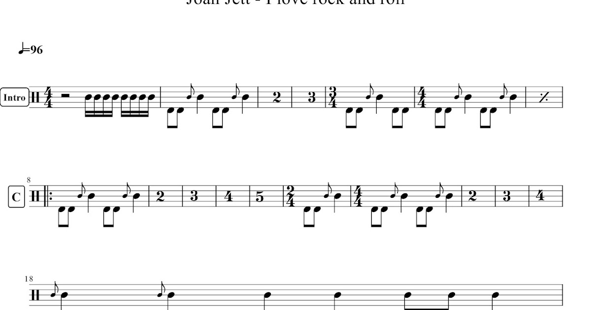 Partition Batterie I Love Rock N Roll