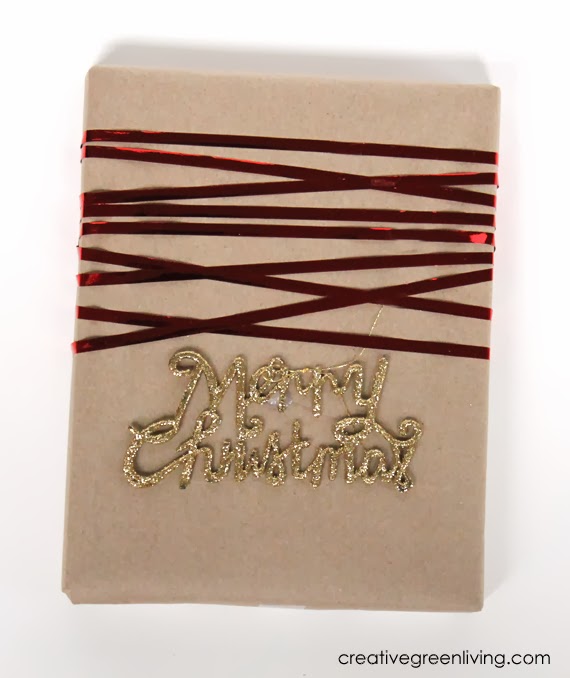 Elegant Dollar Store Gift Wrap Ideas Red and Gold Accents on Kraft