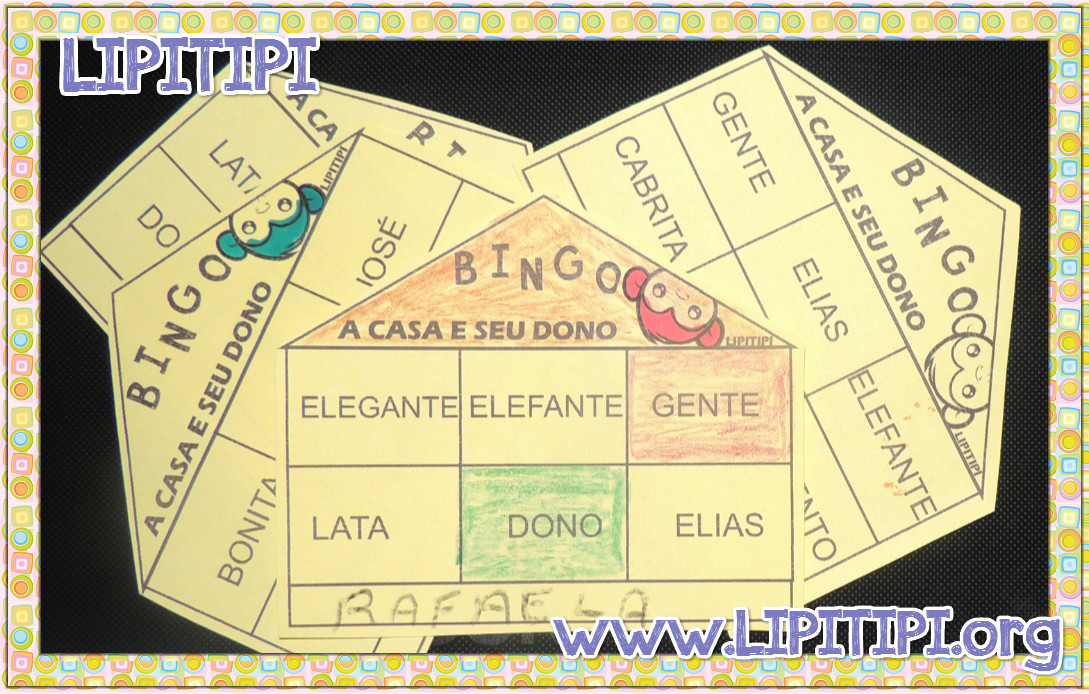 Cartelas Bingo de Palavras A Casa e seu Dono para imprimir Grátis