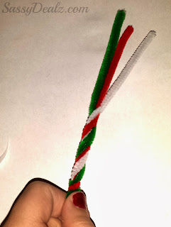 pipe cleaner candy cane ornament craft