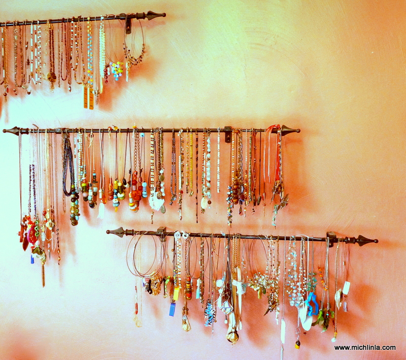 Mich L. in L.A. Curtain Rod Jewelry Storage