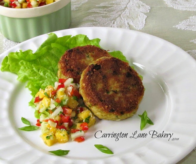 Carrington Lane Bakery Wasabi Crab Cakes with Mango Cucumber Salsa
