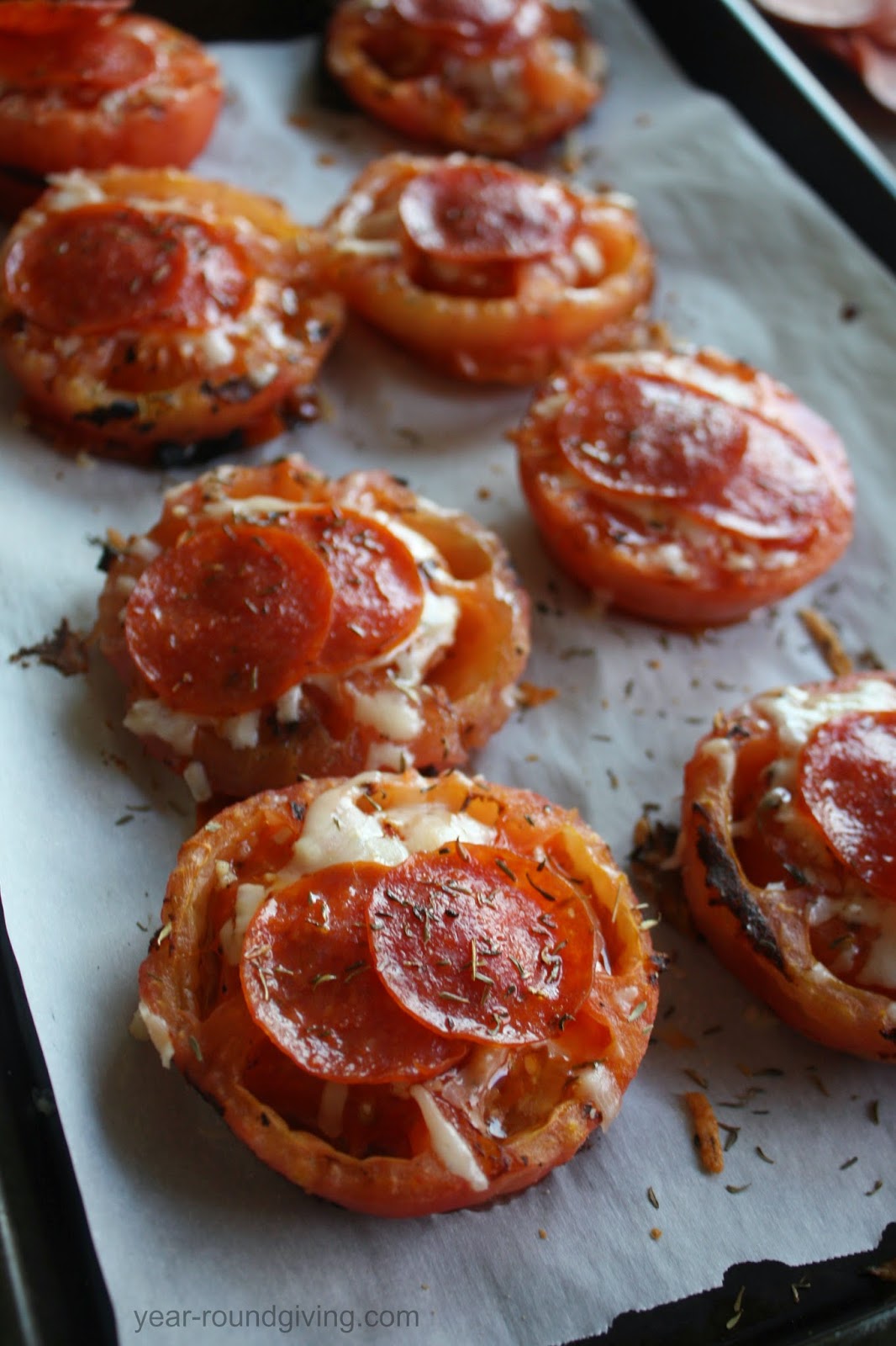 Grilled Tomatoes with Pepperoni