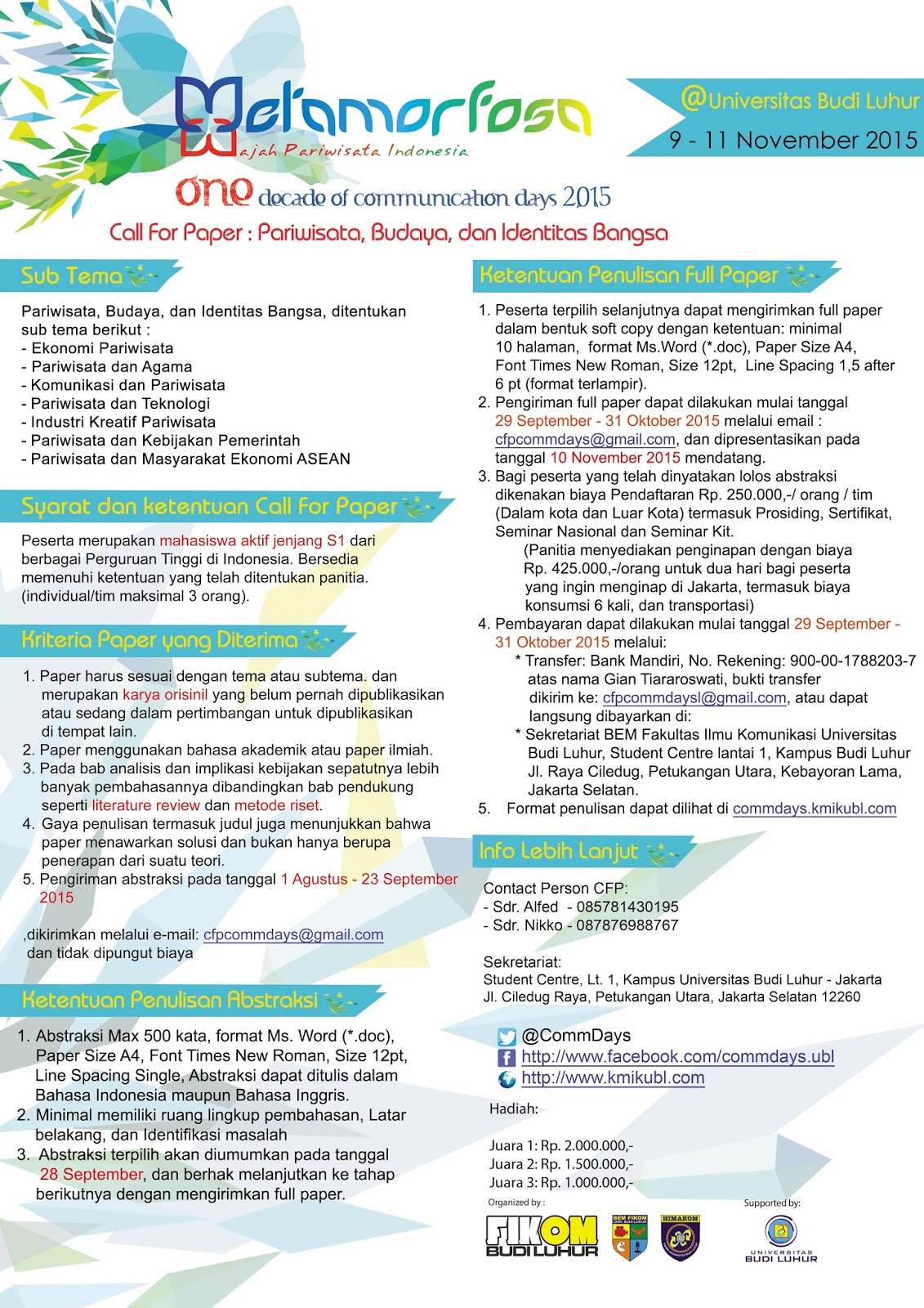 My Online Diary Lomba Call For Paper Metamorfosa