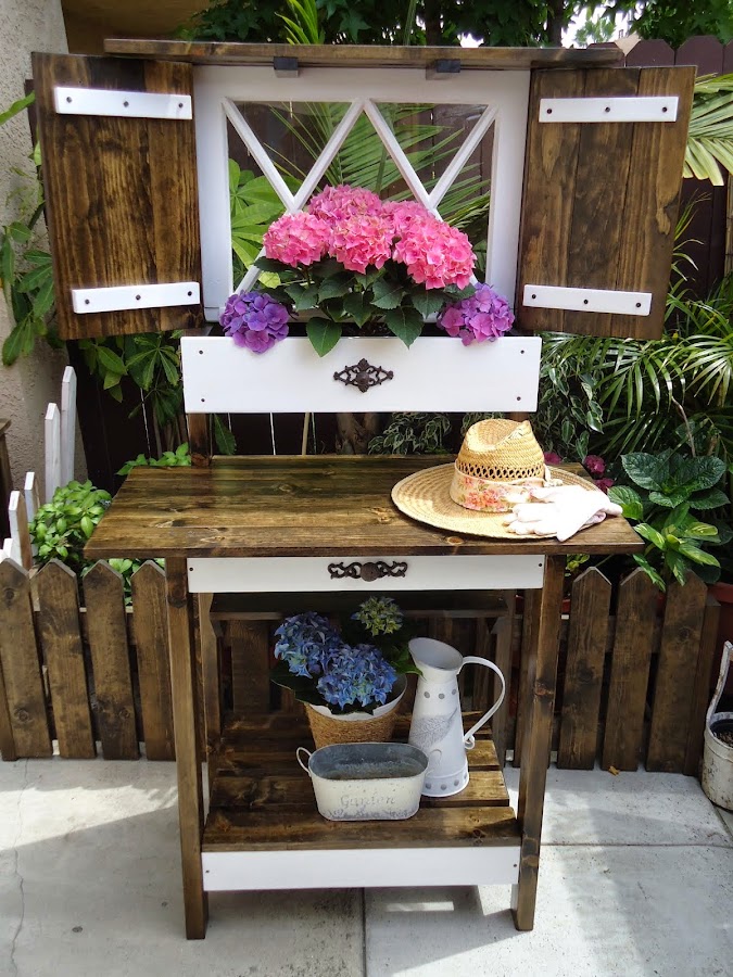 Vintage Criss Cross Window Potting Table -SOLD