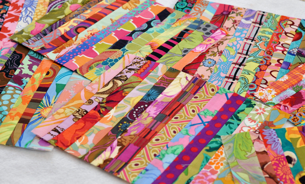 Quilternity's Place Sewing strip sets....