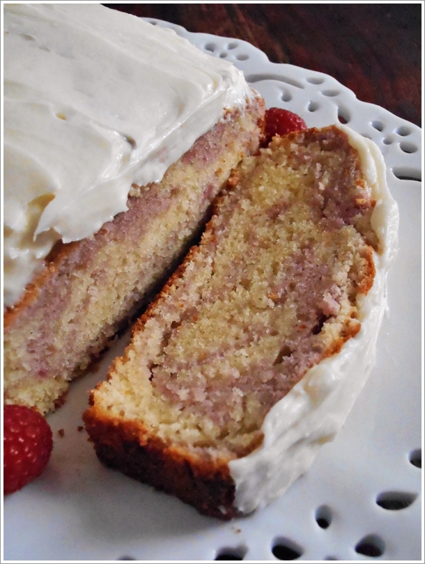 Jam Hands Starbucks Copycat Raspberry Swirl Pound Cake with Cream