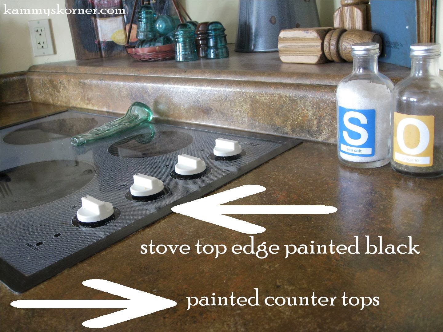 Kammy's Korner Painted Faux Granite Counter Tops {With DIY Chalk Paint}