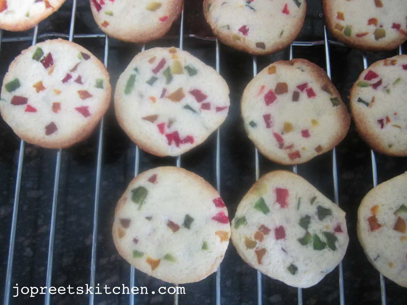 Eggless Tutti Frutti Cookies (Candied Fruit Cookies) Christmas